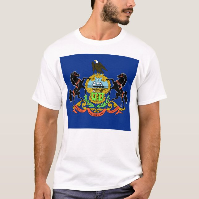 T Shirt with Flagga of Pennsylvania State USA (Framsida)