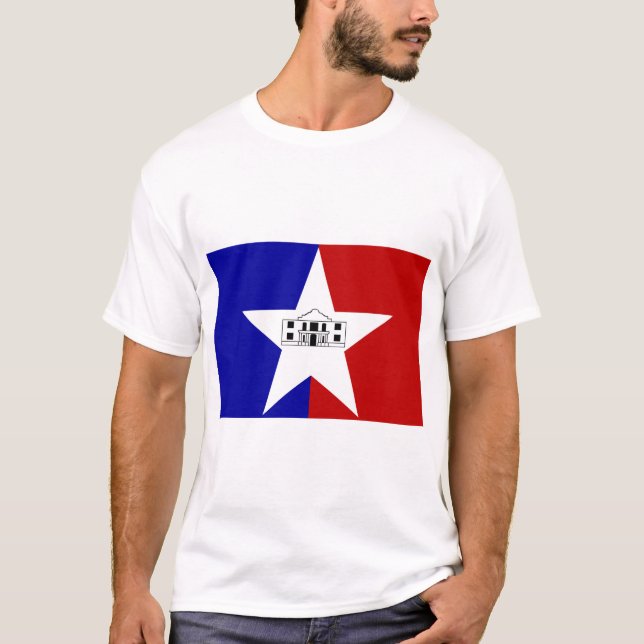 T Shirt with Flagga of San Antonio City, Texas, US (Framsida)