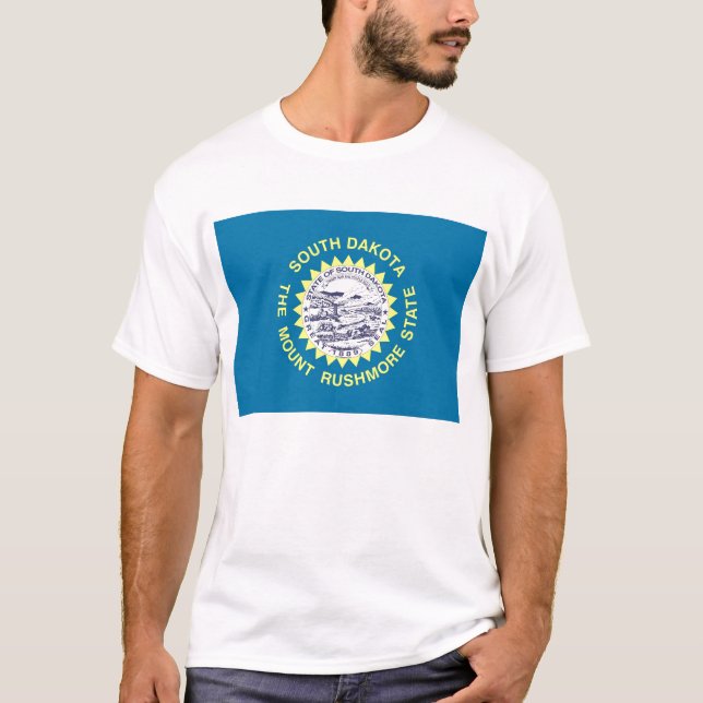T Shirt with Flagga of South Dakota State USA (Framsida)