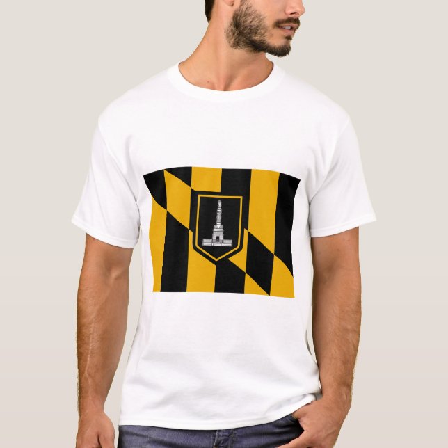 T Shirt with Flagga of the Baltimore, Maryland, US (Framsida)