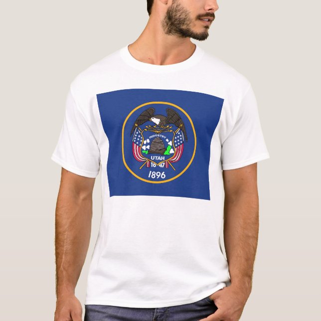 T Shirt with Flagga of Utah State USA (Framsida)