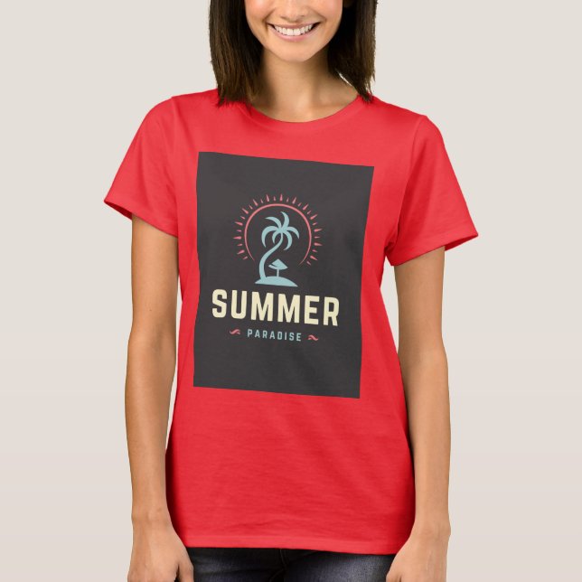 T shirt with half sleeves Summer Paradise Design (Framsida)