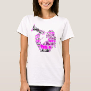 T-Shirt Women Wake Up och tala upp rosa svart