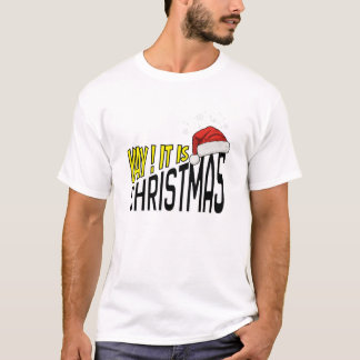 T-Shirt : Yay! Det är jul (vit)