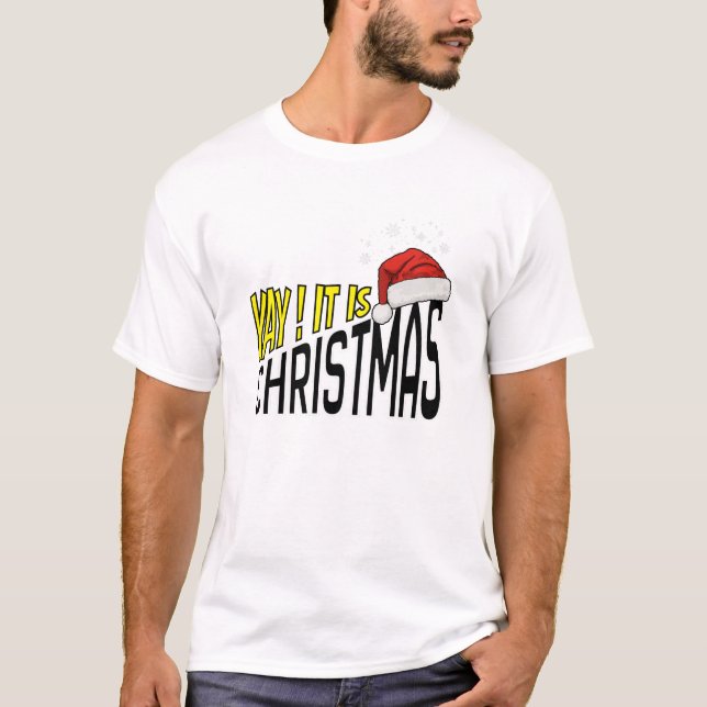 T-Shirt : Yay! It's Christmas (white) (Framsida)
