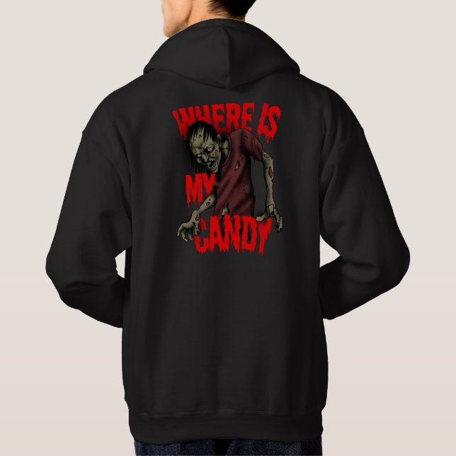 T-Shirt Zombie Candy Hoodie - var är mitt godis? (Baksida)