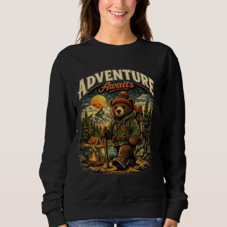 T-ShirtAdventure Awaits Vintage Bear Hiking Hoodie T Shirt