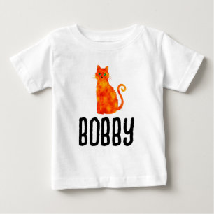 T-SHIRTAR FÖR SMÅBARN MED NAMN PÅ RÖD KATT T SHIRT