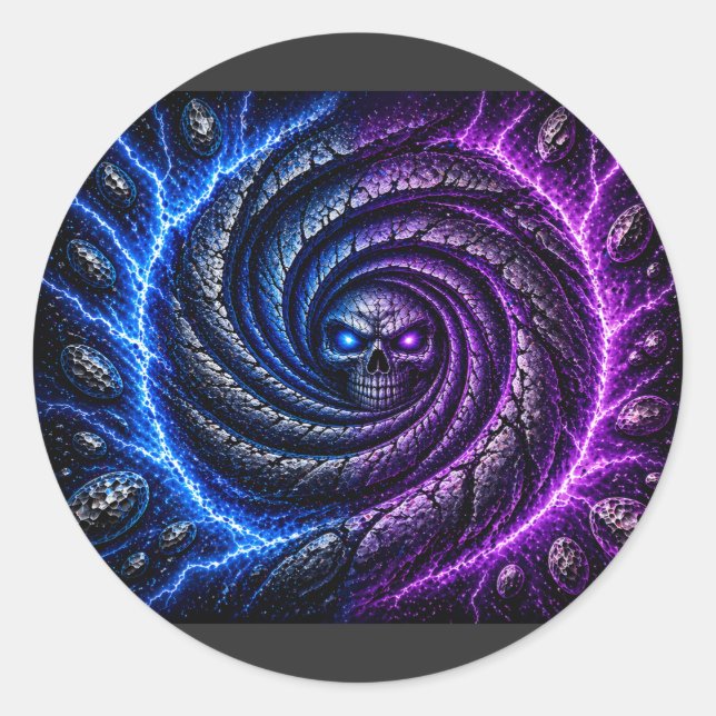 T-ShirtEld vs Is Dödskalle Virvel Optisk Illusion  Runt Klistermärke (Framsida)