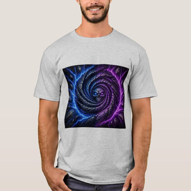 T-ShirtFire vs Ice Skull Vortex Optical Illusion | T Shirt (Framsida)