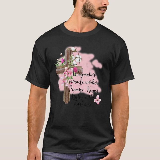 T-ShirtFloral Jesus Kor Waymaker Miracle Worker T Shirt (Framsida)
