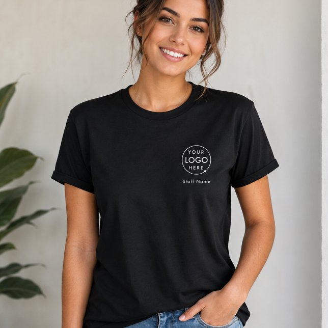 T-shirts | Anpassad logotyp personaluniform arbets (Custom logo staff T-shirts with a clean left chest design for branded employee uniforms)