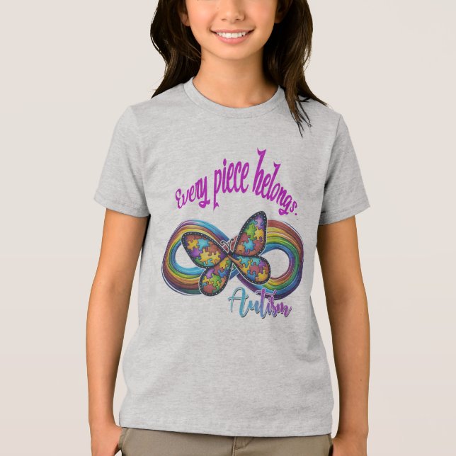 T-Shirts - Autism Puzzle Butterfly Design (Framsida)