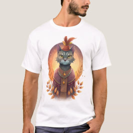 T-Shirts cat in boho stil