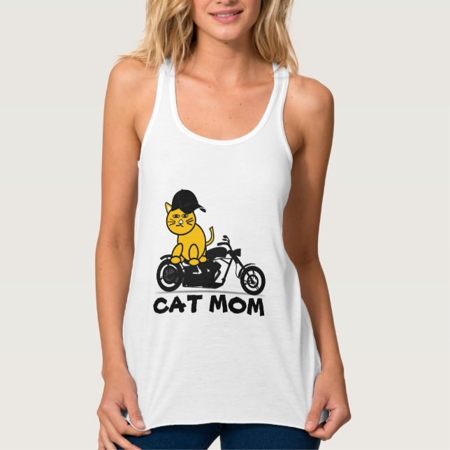 T-SHIRTS FÖR BIKERNA CAT MAMMA LINNE MED RACERBACK  (Framsida)