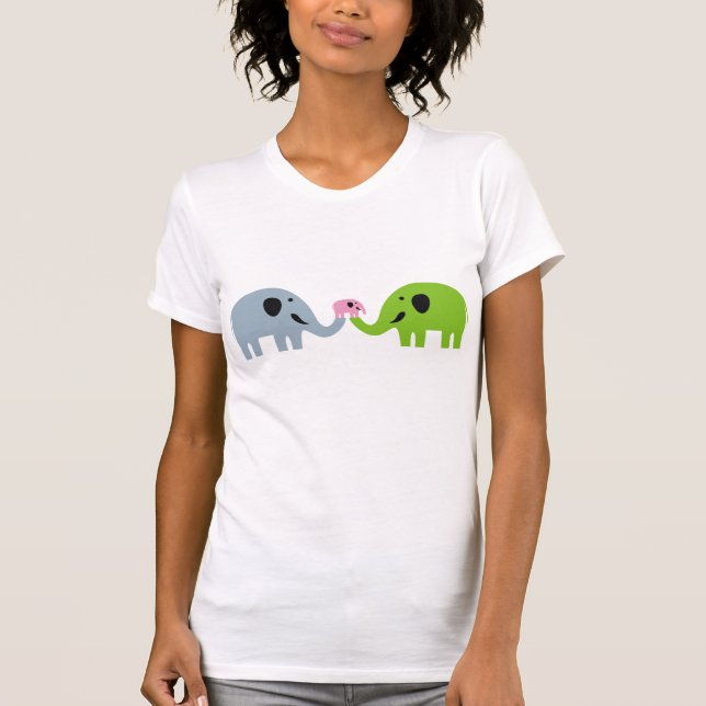 T-shirts för Cute Elephant Family (Framsida)