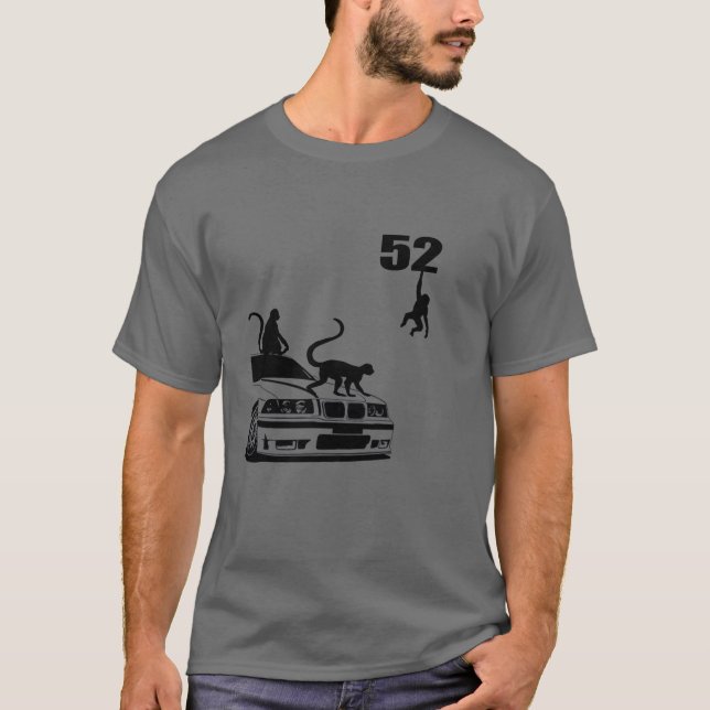 T-shirts Klassiska bilar och apa present vänner (Framsida)