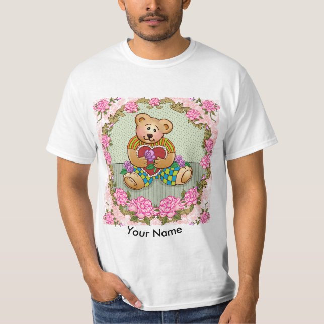 T-shirts med anpassningsbar av Little Heart Bear (Framsida)