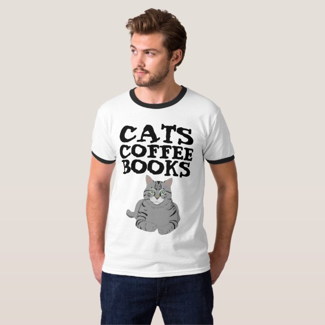 T-shirts med CATS COFFEE BOKAR (Hel framsida)