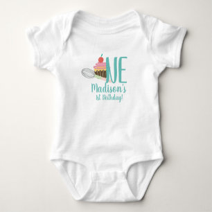 T-shirts med Cupcake och Visp för Bebis 1-årsfest