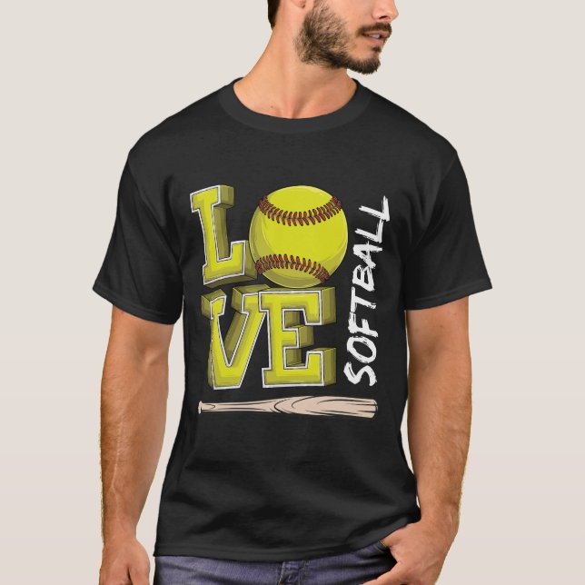 T-shirts med grafisk text om Softball för tonårsfl (Framsida)