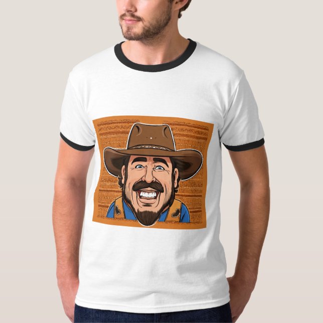 T-shirts med lustigt cowboyfoto (Framsida)