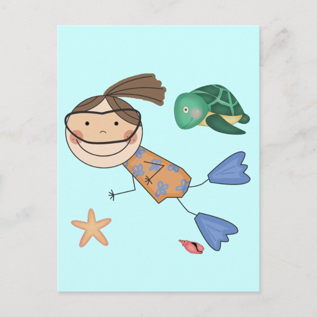 T-shirts och gåvor för flicksimning vykort (Framsida)