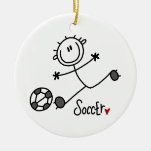 T-shirts och Gift med Stick figur-fotbollsspelare Julgransprydnad Keramik