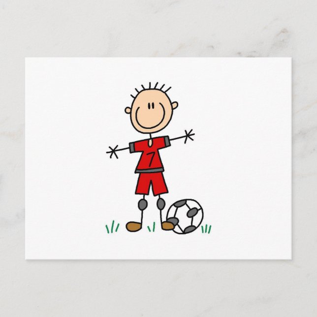 T-shirts och presenter från Boy Red Uniform Soccer Vykort (Framsida)