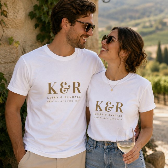 T-shirts | Skräddarsydda bröllopsskjortor med mono (Custom wedding monogram T-shirts for couples, destination trips, and honeymoon photos)