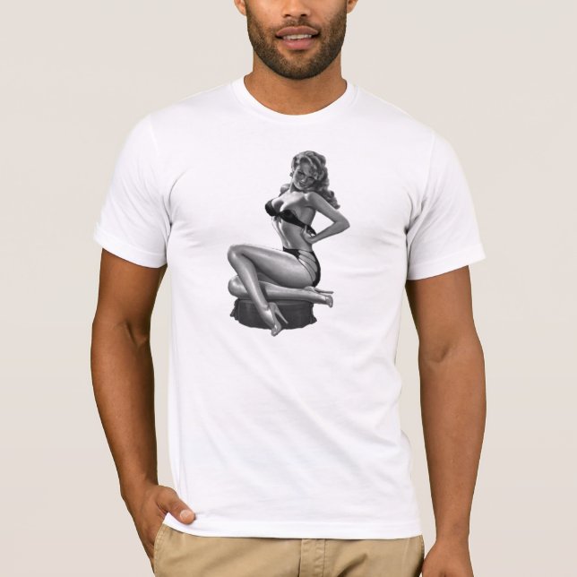 T-Shirts Svarta Vita Pinup-flickor (2) (Framsida)