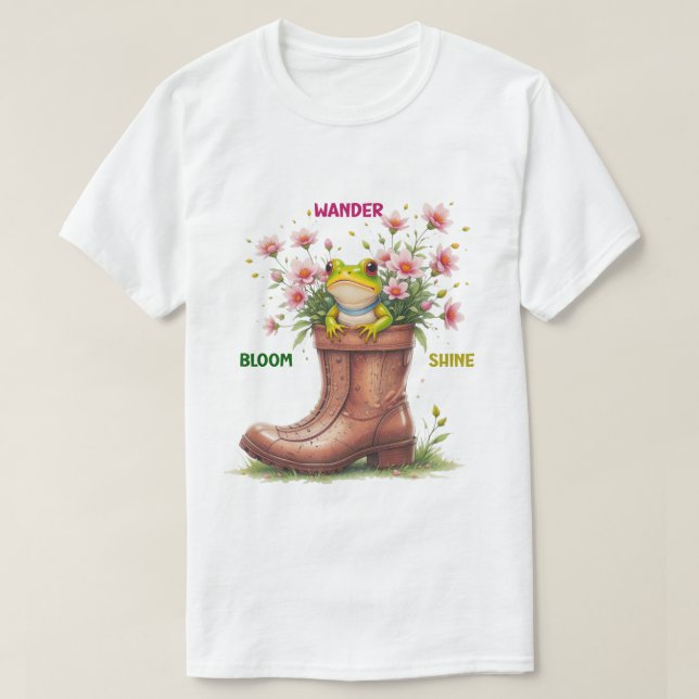 T-Shirts Whimsical Frog Bloom Tee (Design framsida)