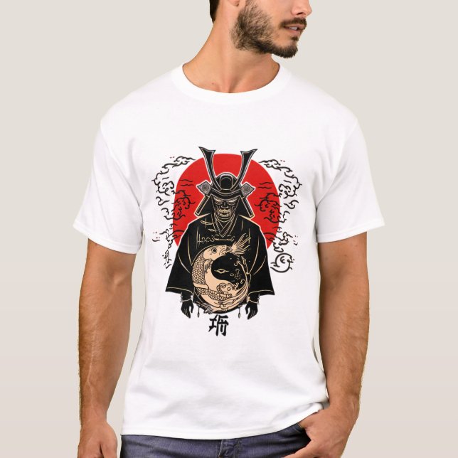 T-ShirtSamurai and Rising Sun – Japanese Art Illus T Shirt (Framsida)