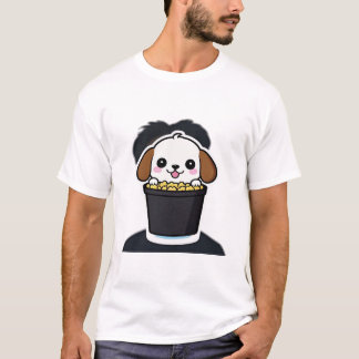 T-ShirtSöt seriehund som sitter i en hink fylld T Shirt
