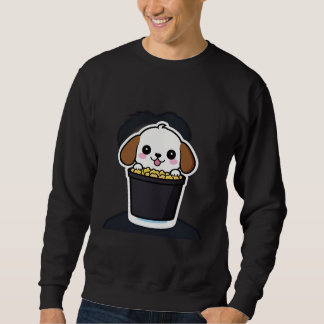 T-ShirtSöt seriehund som sitter i en hink med popc Lång Ärmad Tröja