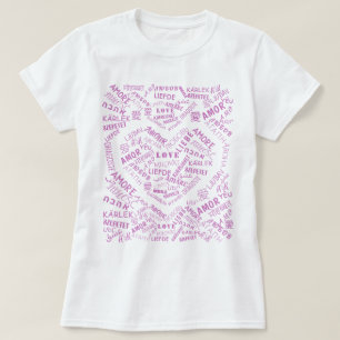 T-skirt med flerspråkig Kärlek Ord Heart T Shirt
