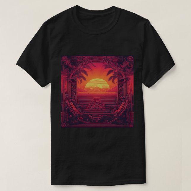 T-skirt, svart, solnedgång t shirt (Design framsida)
