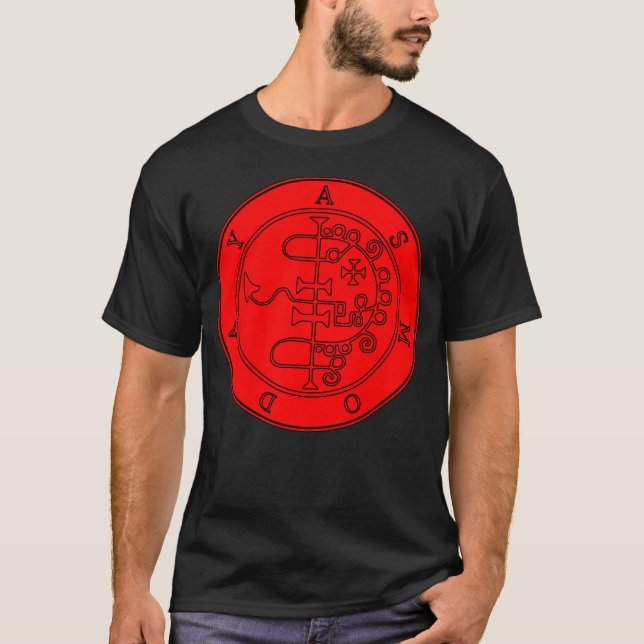 T-skiten Asmodeus sigil (svarten/rött) T Shirt (Framsida)