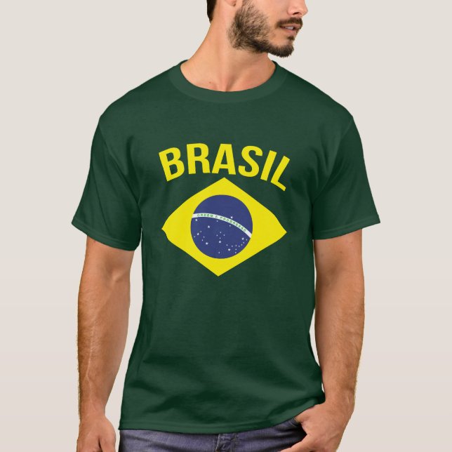 T-skjorta för Brasil enkel brasiliansk flaggagrönt T-shirt (Framsida)