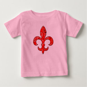 T-skjorta för Fleur de lis Röd Bandanaspädbarn Tee Shirt