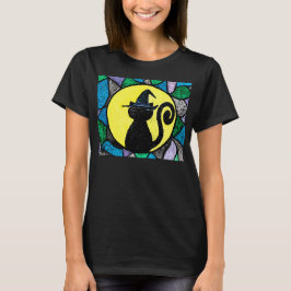 T-skjorta för häxakattmålat glass tee shirt