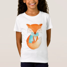 T-skjorta för konst för gullig rävvattenfärg tee shirt