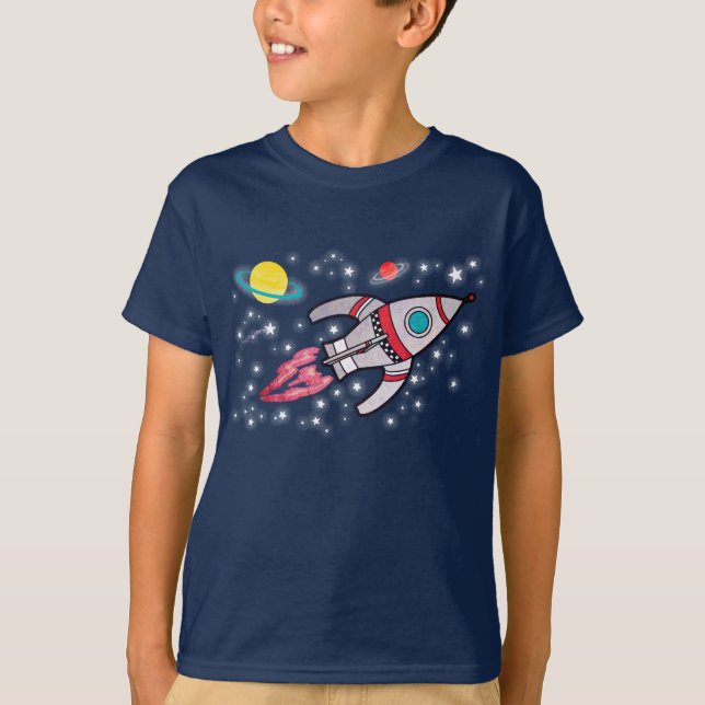 T-skjorta för marin för raketutrymmepojkar tee shirt (Framsida)
