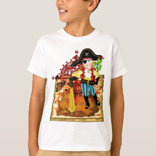 T-skjorta för piratpojke- och skattkarta t-shirt