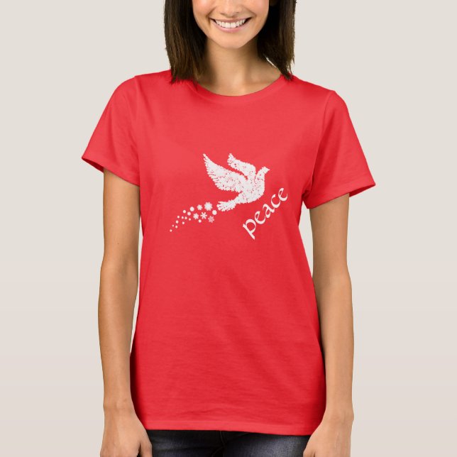 T-skjorta för snöflingor för vitfredduva t-shirt (Framsida)