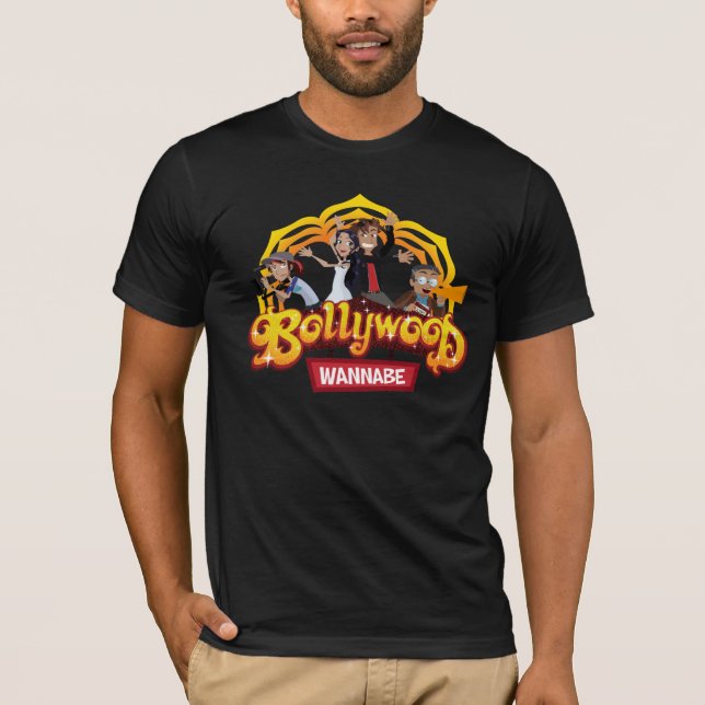 T-skjorta för svart för Bollywood Wannabeofficiell Tee Shirt (Framsida)
