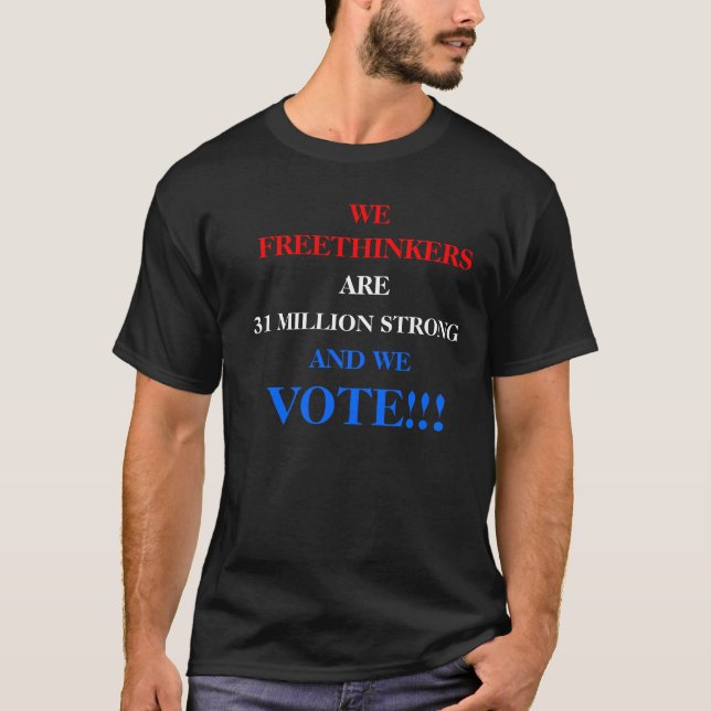 T-skjorta för svart för fritänkareväljaremanlig t-shirt (Framsida)