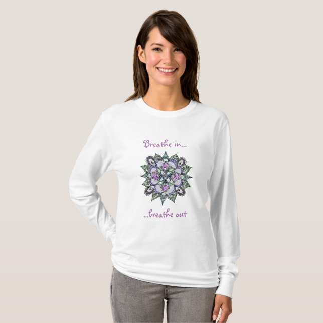 T-skjorta för vattenfärgMandalalångärmad Tee Shirt (Hel framsida)