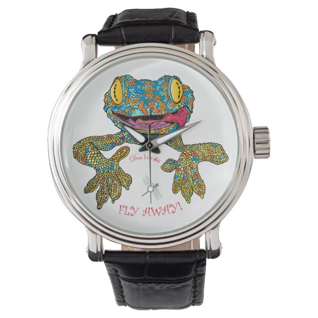 T-skjorta med tecknad ödla armbandsur (Framsida)