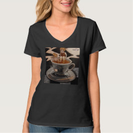 T-skjorta med V-hals för Tea for Two T Shirt